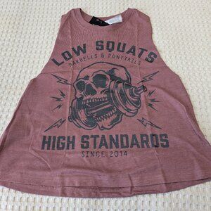 Barbells And Ponytails "Heavy Metal" Crop Racer Tank Top S
